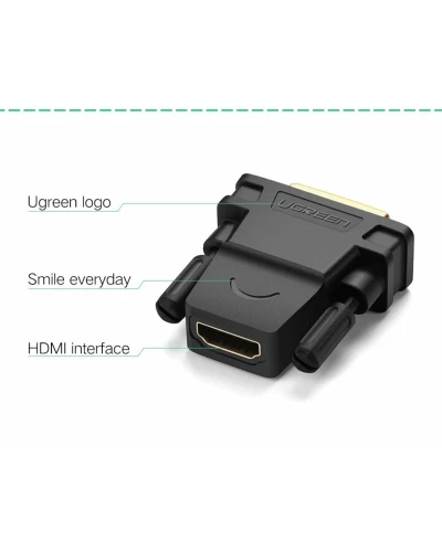 Кабель UGREEN 20124 DVI 24+1 Male to HDMI Female Adapter (Black) (UGR-20124) (UGR-20124)