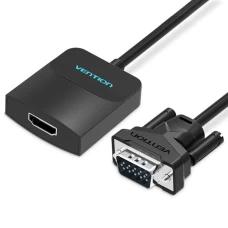 Адаптер Vention VGA к HDMI Конвертеру с Female Micro USB и Audio Port 0.15M Black (ACNBB) (ACNBB)