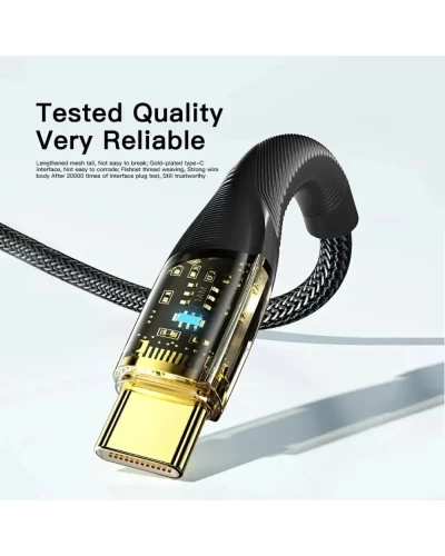 Кабель Essager Interstellar Transparent Design USB Разъем кабеля USB A Type C 7A 1m black (EXCT-XJ01-P) (EXCT-XJ01-P)