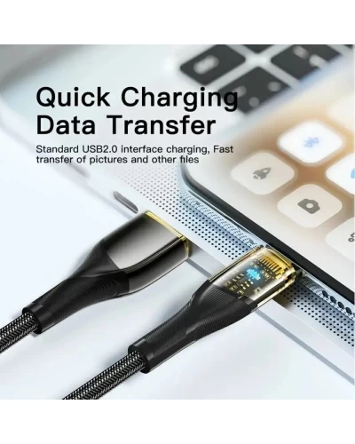 Кабель Essager Interstellar Transparent Design USB Разъем кабеля USB A Type C 7A 1m black (EXCT-XJ01-P) (EXCT-XJ01-P)