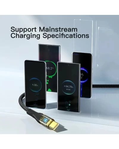Кабель Essager Interstellar Transparent Design USB Разъем кабеля USB A Type C 7A 1m black (EXCT-XJ01-P) (EXCT-XJ01-P)