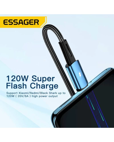Кабель Essager Sunset USB A Type C 120W USB Charging Cable 2m black (EXC120-CGA01-P) (EXC120-CGA01-P)