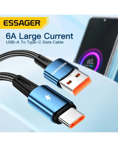 Кабель Essager Sunset USB A Type C 120W USB Charging Cable 2m black (EXC120-CGA01-P) (EXC120-CGA01-P)
