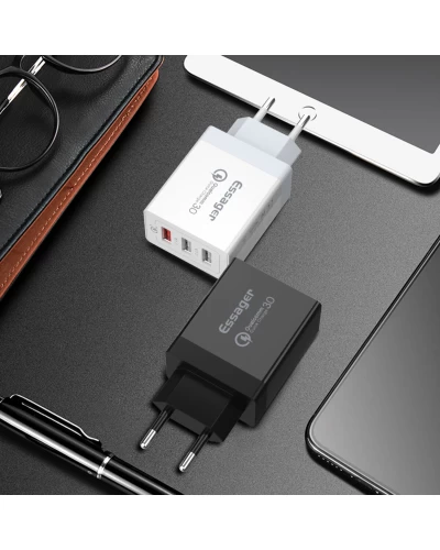 Сетевое зарядное устройство для Essager Fangbo QC3.0 3U (QC+Dual 2.4A) Charging Head black (ECTQC3-FBB01 (ECTQC3-FBB01)