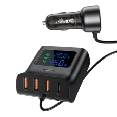 Автомобильное зарядное устройство для ACEFAST B11 138W Car Charger Splitter with Digital Display Black (AFB11)