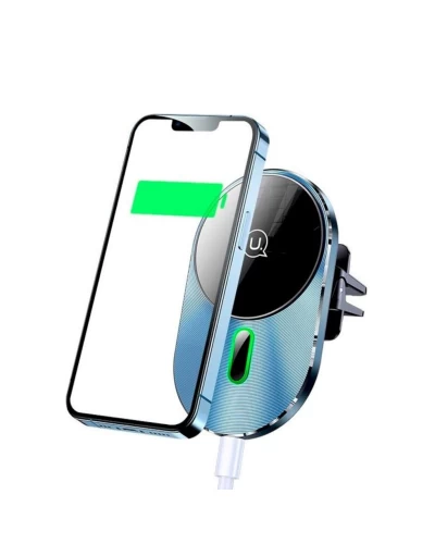 Держатель для мобильного Usams US-CD170 Magnetic Car Wireless Charging Phone Holder (Air Vent) 15W (With Magnetic Ring) Grey (CD170DZ01)