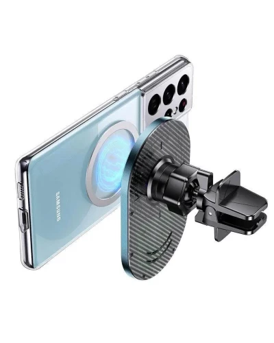 Держатель для мобильного Usams US-CD170 Magnetic Car Wireless Charging Phone Holder (Air Vent) 15W (With Magnetic Ring) Grey (CD170DZ01)