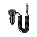 ОЗУ Usams US-CC167 C33 30W Car Charger With Spring Cable Black (CC167CC01)