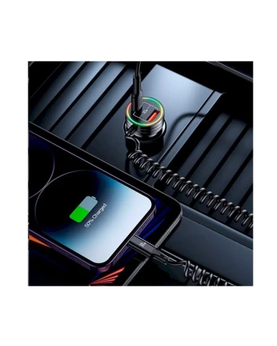 ОЗУ Usams US-CC167 C33 30W Car Charger With Spring Cable Black (CC167CC01)