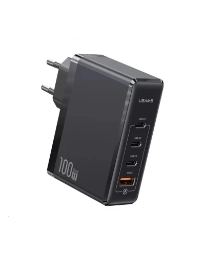 Сетевое зарядное устройство для Usams US-CC163 T50 100W 4 Ports ACCC GaN Fast Charger (EU) Black (CC163TC01)
