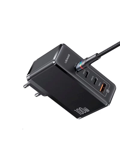 Сетевое зарядное устройство для Usams US-CC163 T50 100W 4 Ports ACCC GaN Fast Charger (EU) Black (CC163TC01)