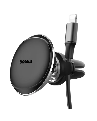 Держатель для мобильного Baseus Magnetic Air Vent Car Mount Holder with cable clip Black (SUGX020001)