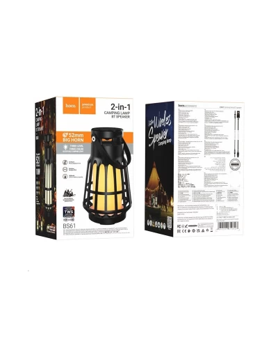 Портативная колонка HOCO BS61 Wild fun outdoor camping light BT speaker Magic Black Nnight (6942007610827)