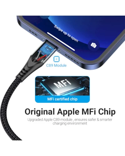 Кабель Vention USB 2.0 A Lightning Cable 2M Gray Aluminum Alloy Type (LABHH) (LABHH)