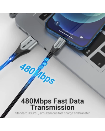 Кабель Vention USB 2.0 A Lightning Cable 2M Gray Aluminum Alloy Type (LABHH) (LABHH)