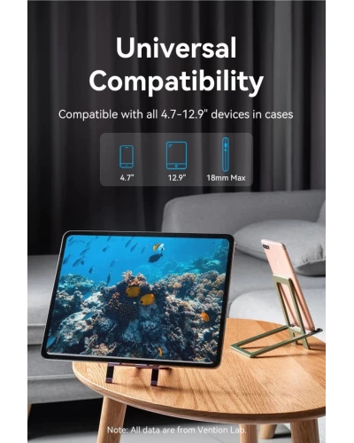Держатель для телефона Vention Portable Cell Phone Stand Holder Desk Aluminum Alloy Type Gray (KCZH0) (KCZH0)