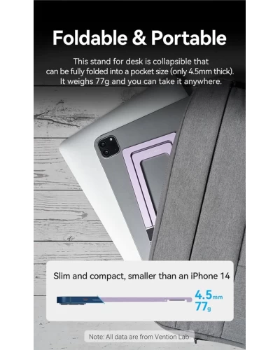 Держатель для телефона Vention Portable Cell Phone Stand Holder Desk Aluminum Alloy Type Gray (KCZH0) (KCZH0)
