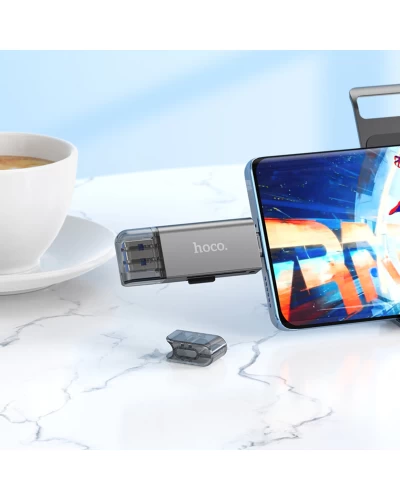 Хаб HOCO HB39 USB/Type-C 3.0 high-speed card reader Metal Gray (6942007604819 )