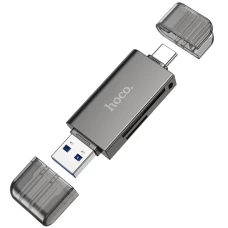 Хаб HOCO HB39 USB/Type-C 3.0 High-Speed Card Reader Metal Gray (6942007604819 )