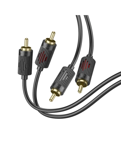 Аудiокабель HOCO UPA29 dual RCA red and white double lotus audio cable Black (6942007607766 )