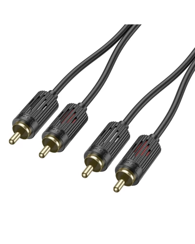 Аудiокабель HOCO UPA29 dual RCA red and white double lotus audio cable Black (6942007607766 )