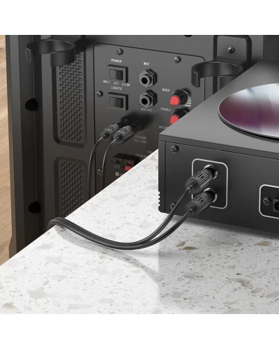Аудiокабель HOCO UPA29 dual RCA red and white double lotus audio cable Black (6942007607766 )