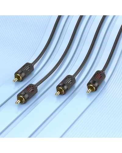 Аудiокабель HOCO UPA29 dual RCA red and white double lotus audio cable Black (6942007607766 )