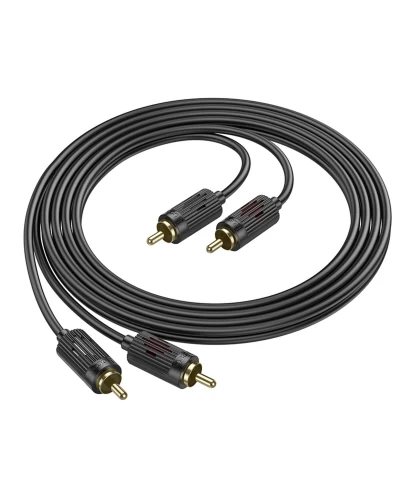 Аудiокабель HOCO UPA29 dual RCA red and white double lotus audio cable Black (6942007607766 )