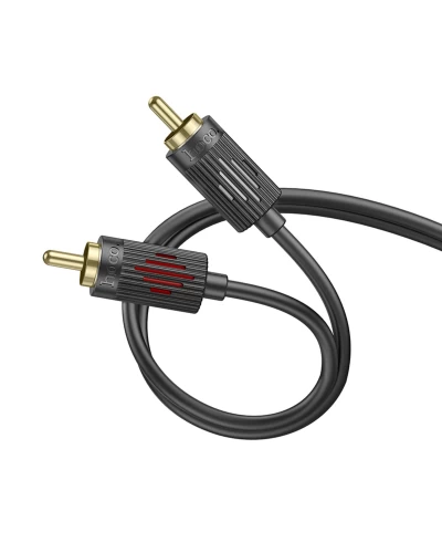 Аудiокабель HOCO UPA29 dual RCA red and white double lotus audio cable Black (6942007607766 )