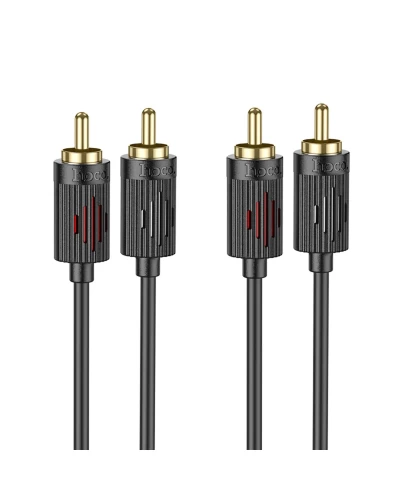 Аудiокабель HOCO UPA29 dual RCA red and white double lotus audio cable Black (6942007607766 )