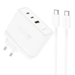 Мережевий зарядний пристрій BOROFONE BN11 Imperial PD100W three-port(2C1A) charger set(Type-C to Type-C) White (6941991103780)