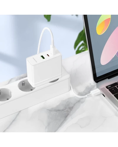 Сетевое зарядное устройство для BOROFONE BN11 Imperial PD100W three-port(2C1A) charger White (6941991103773)