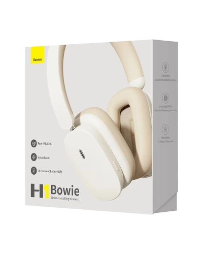 Наушники Baseus Bowie H1 Noise-Cancellation Wireless Headphones Creamy-White (NGTW230202)