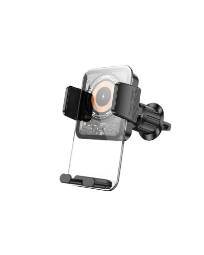 Держатель для мобильного с БЗП BOROFONE BH209 Riley Wireless Fast Charging Car Holder(Air Outlet) Black (6941991108679)