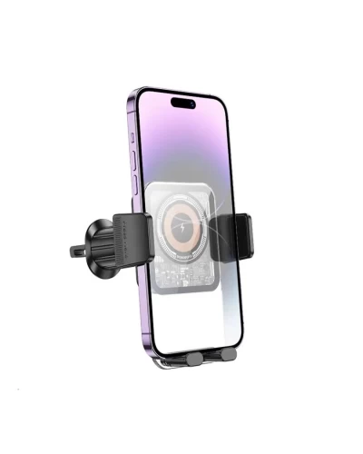 Держатель для мобильного с БЗП BOROFONE BH209 Riley Wireless Fast Charging Car Holder(Air Outlet) Black (6941991108679)