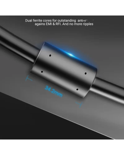 Кабель Vention VGA(3+6) Детский кабель с Ferrite Cores 1M Black (DAEBF) (DAEBF)