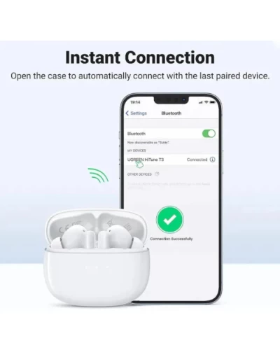 Бездротові навушники UGREEN WS106 HiTune T3 Active Noise-Cancelling Wireless Earbuds (White)(UGR-90206) (UGR-90206)