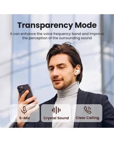 Беспроводные наушники UGREEN WS200 HiTune T6 Hybrid Active Noise-Cancelling Earbuds(UGR-15158) (UGR-15158)