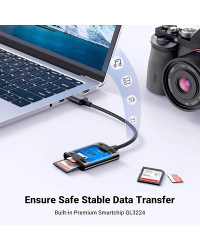 Картрідер UGREEN CM401 USB-A to SD/TF Memory Card Reader Alu Case(UGR-80887) (UGR-80887)