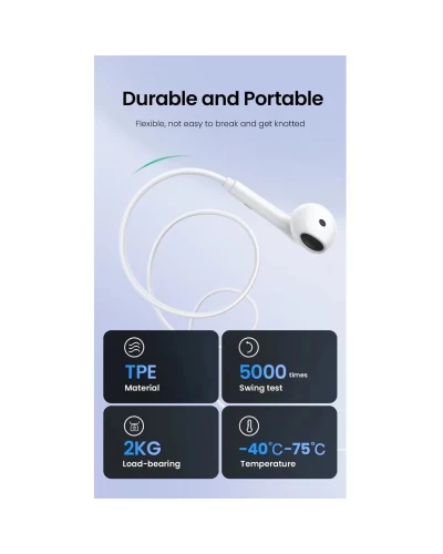Наушники UGREEN EP101 Wired Earphones with 3.5mm Plug (White) (UGR-60692)