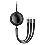 Кабель Baseus Bright Mirror 2 Series Retractable 3-in-1 Fast Charging  Data Cable USB to M+L+C 66W 1.1m Black (CAMJ010101)