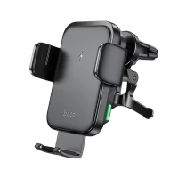 Держатель для мобильного с БЗП HOCO HW10 Jenny three-axis linkage wireless fast charging car holder(air outlet) Black (6942007611480)