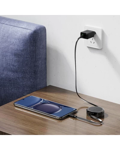 Кабель ACEFAST C13-03 USB-C to USB-C dual retraction charging data cable Black (6974316280132)