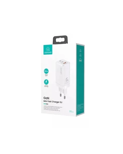 Мережевий зарядний пристрій Usams US-CC110 T33 65W 3 Ports GaN Mini Fast Charger white (CC110TC02)
