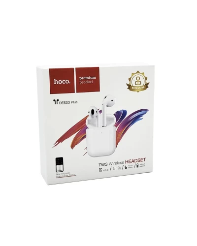 Наушники HOCO DES03 Plus Wireless headset(With black silicone sleeve) White (6931474784964)