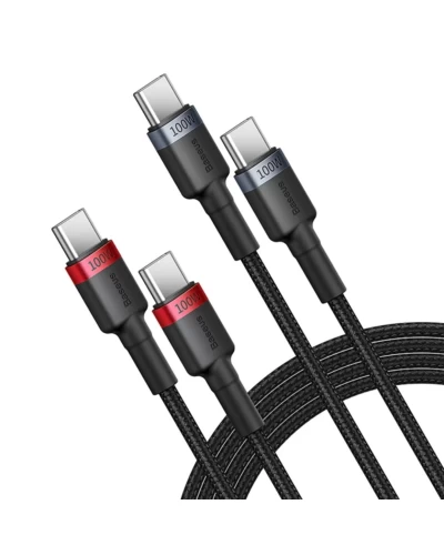 Кабель Baseus Cafule Charging Cable USB-C to USB-C 100W 1m 2pcs Red Black+Grey Black (P10318306003-00)