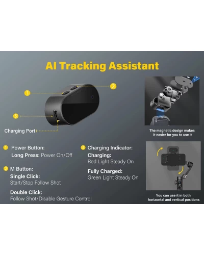 Триосьовий стабілізатор AOCHUAN Professional Gimbal Stabilizer for Smartphone SMART X Pro AI Black (AOCHUAN-SMARTXPROAI-B)