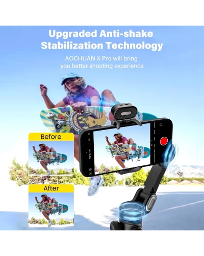 Триосьовий стабілізатор AOCHUAN Professional Gimbal Stabilizer for Smartphone SMART X Pro AI Black (AOCHUAN-SMARTXPROAI-B)