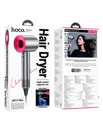 Фен HOCO HP11 Plus High-Speed negative ion hair driver Rose Red (6942007631587)