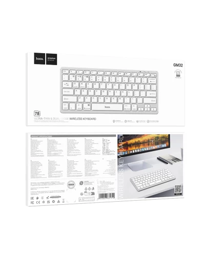 Клавиатура HOCO GM32 Wisdom wireless dual-mode keyboard(english version) Silver (6942007631310 )